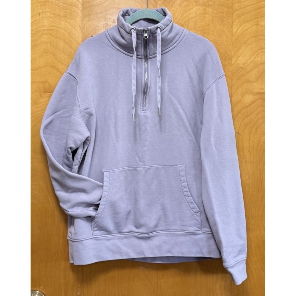 Zara Women's 1/4 Zip Pullover Sweatshirt Pockets Lilac‎ Sz L